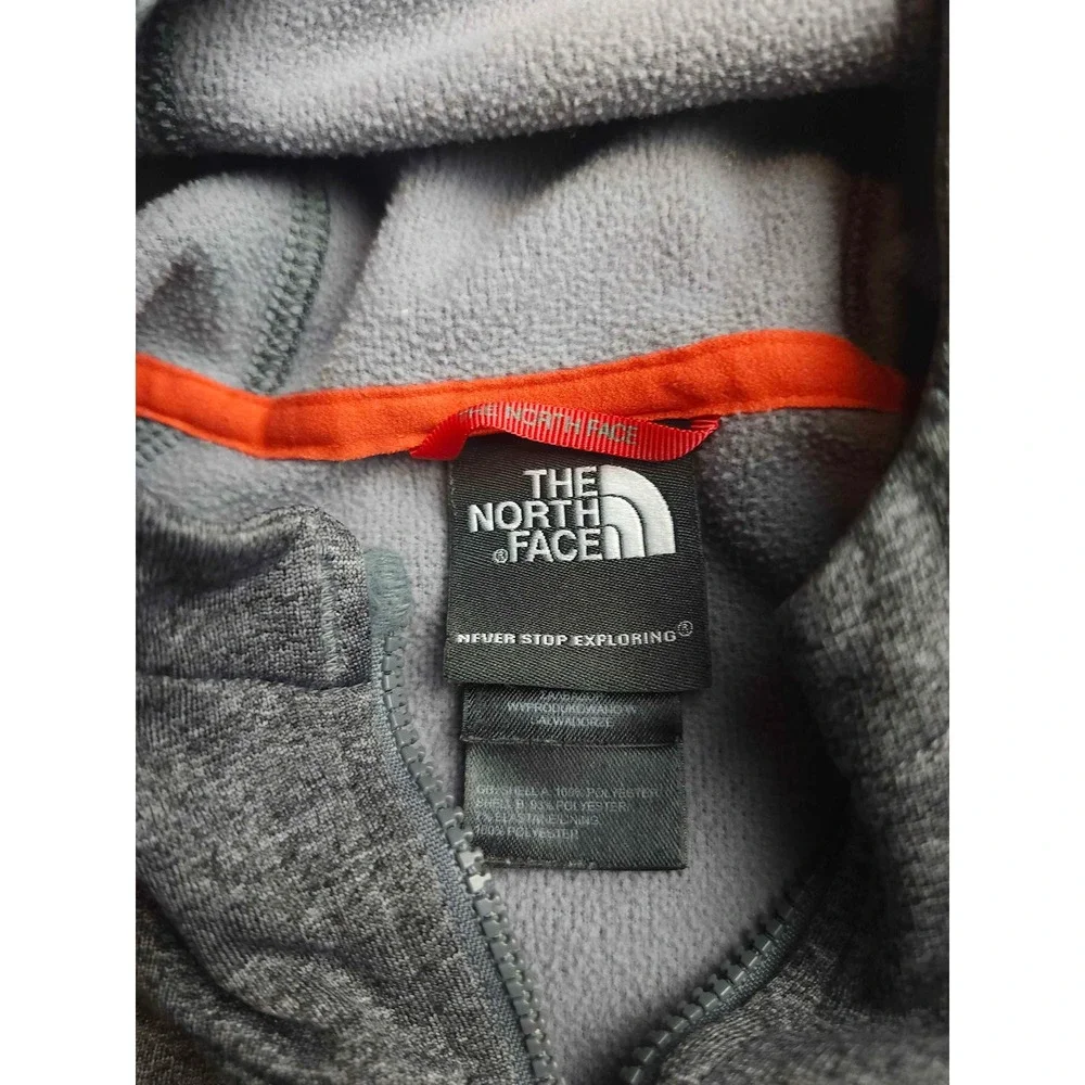 The North Face Mens Full Zip Hoodie Grey Orange Fleece Lined Jacket Size M
